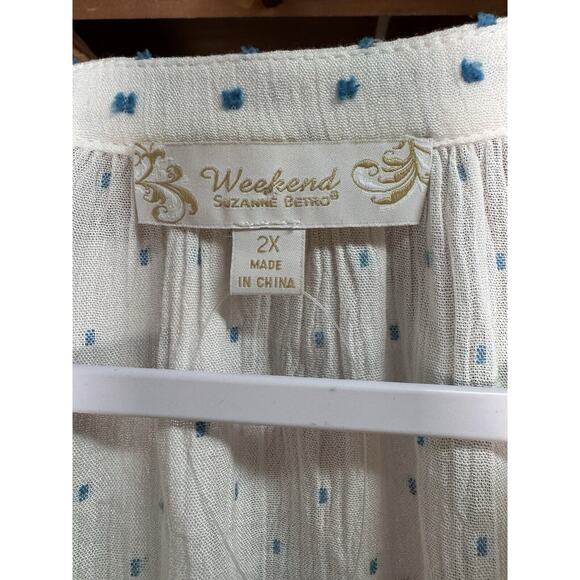 Weekend By Suzanne Betro Womens Plus 2X Tunic Top Lace Appliqué Rayon Shirt NEW - Picture 6 of 9